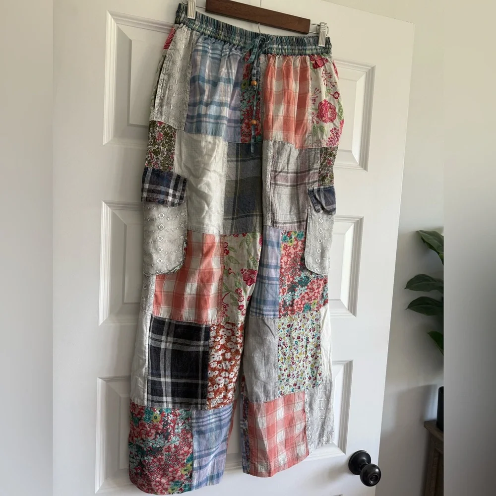 Young Threads Patchwork Pants NWT Medium Boho Cottagecore - Picture 4 of 14